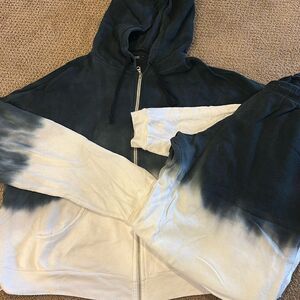 Michael Lauren Women’s Black & White Ombre Sweatshirt & Joggers Set - Size L